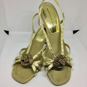 Bandolino heels sandals leather gold heel size 7